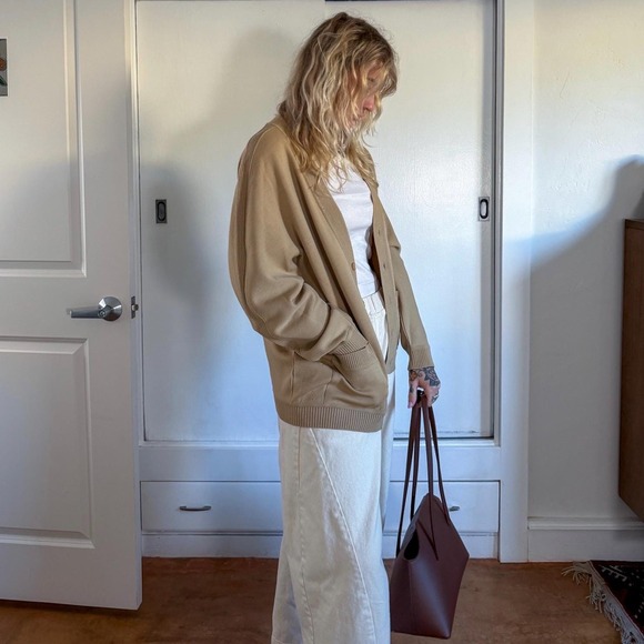 Vintage 1960s tan button up cardigan - Picture 4 of 7